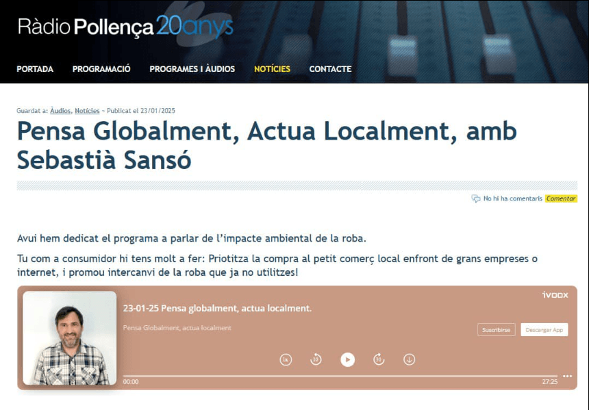 Pensa Globalment, Actua Localment, amb Sebastià Sansó