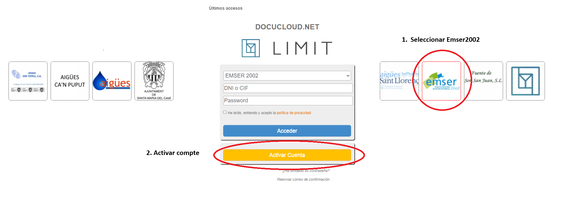Registrar-se en DOCUCLOUD