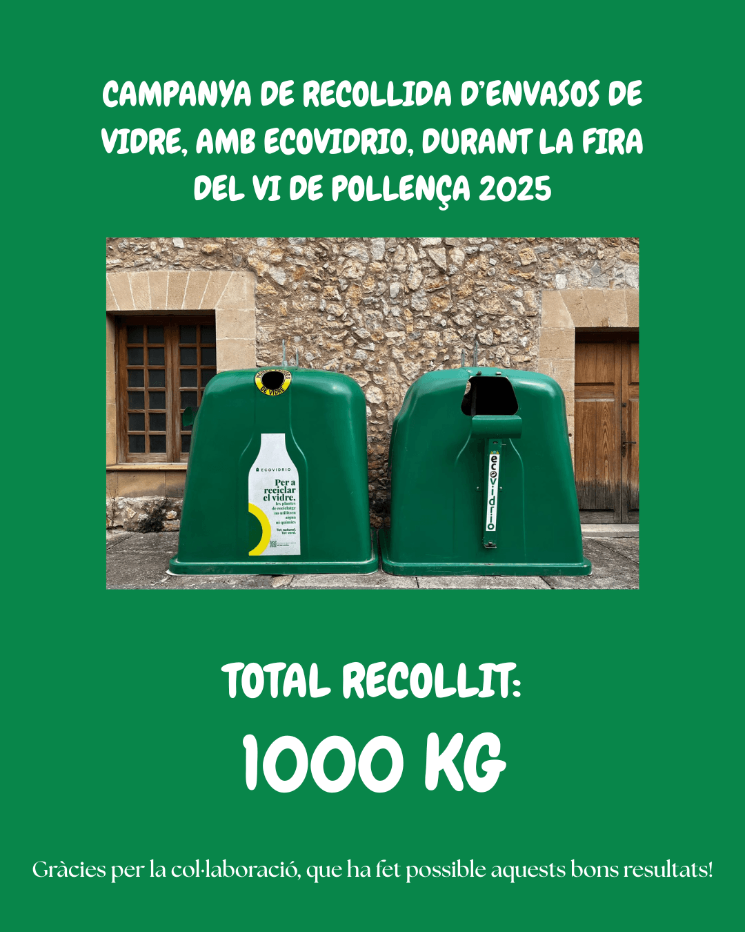 Mil quilos d'envasos de vidre recollits a la Fira del Vi