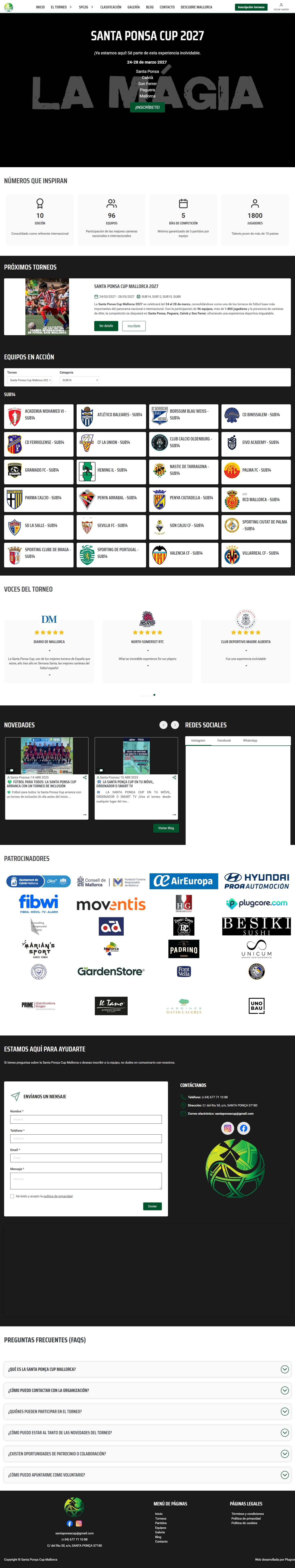 Página de inicio de la web de Santa Ponça Cup