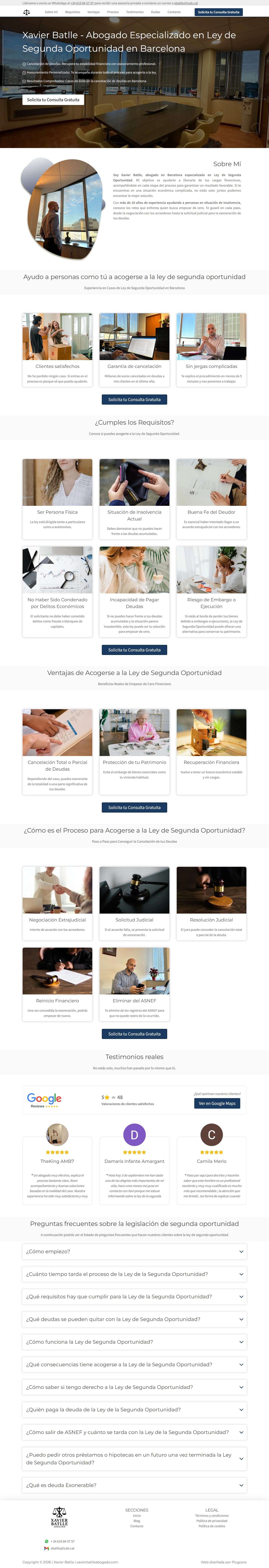Página de inicio de la web de Xavier Batlle abogado