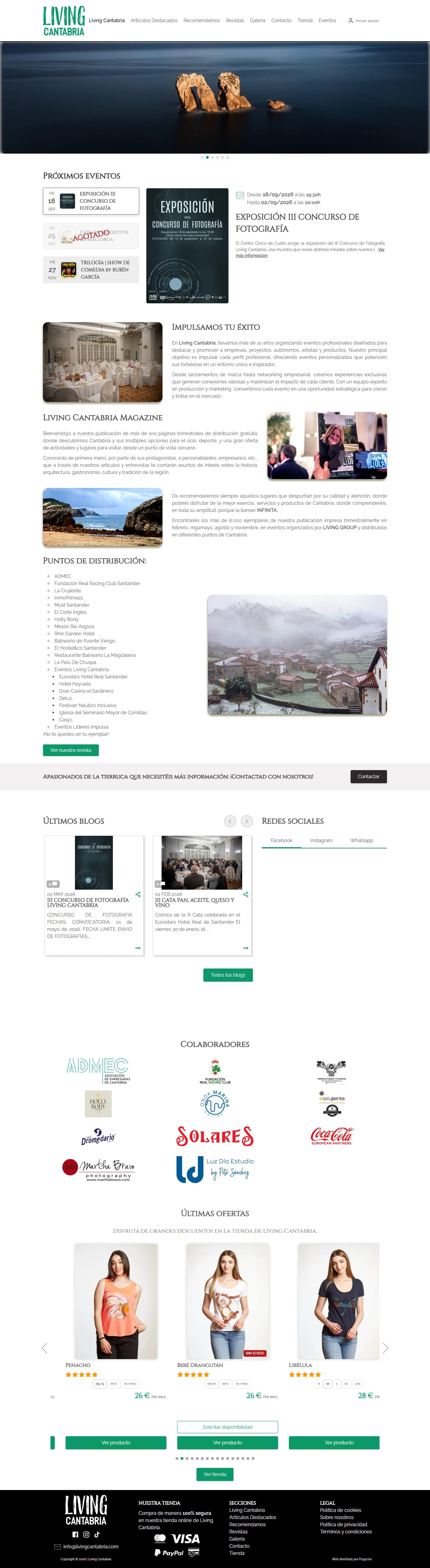 Página de inicio de la web de Living Cantabria