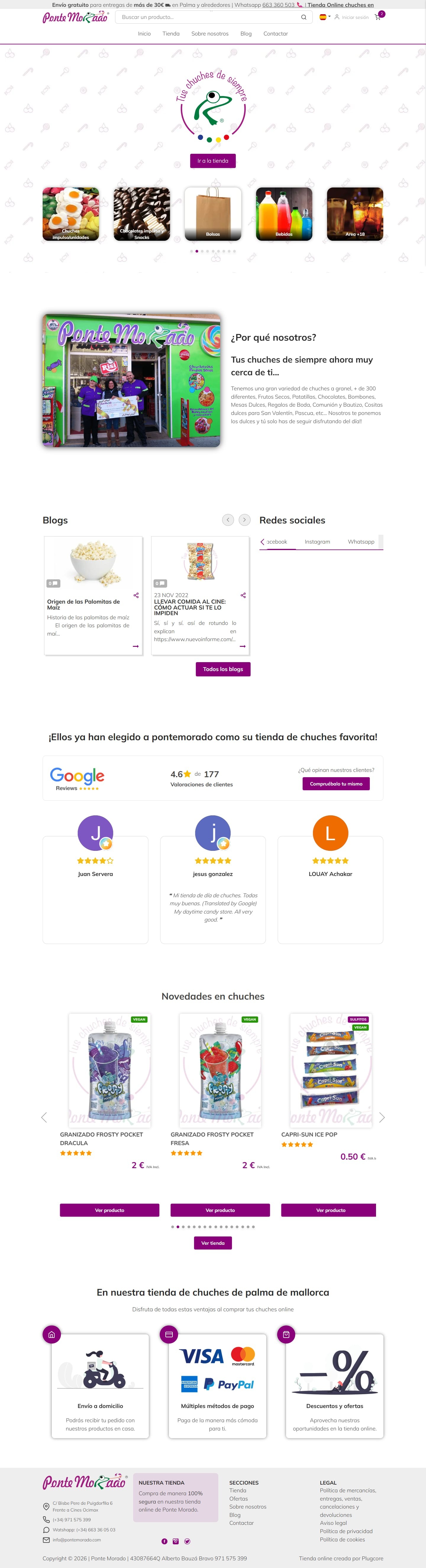 Página de inicio de la tienda online de Ponte Morado