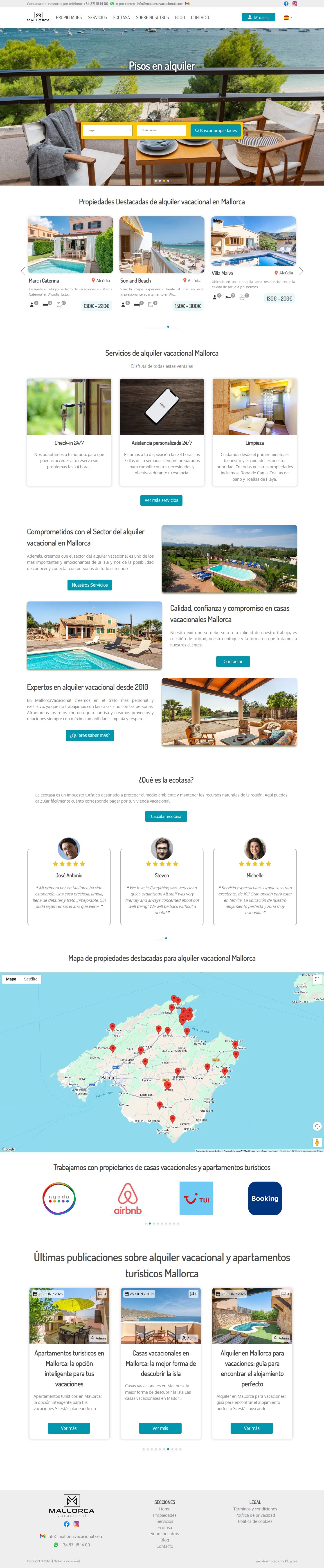 Página de inicio de la web de Mallorca Vacacional